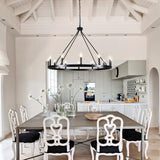 12-Light Black Wagon Wheel Chandelier for Dining Room Farmhouse Pendant Light Fixtures Outdoor for Rustic High Ceilings Round Chandeliers for Living Room Entryway Foyer Kitchen Island,38",E12