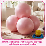 Leyndo 4 Pcs 26 Inch Yoga Exercise Ball Pilates Pregnancy Birthing Fitness Ball with Quick Pump Anti Burst for Improved Posture, Balance, Yoga, Pilates, Training(Light Pink)