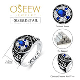 Oseew 2027 Men Custom Gold Graduation Class School Ring High (White Gold)