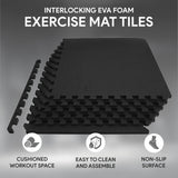 BalanceFrom 6 Piece Foam Floor Mat Puzzle Tiles, 1/2” Thick, 24 Sq Ft, Black BalanceFrom