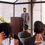 Adir Wooden Podium Stand - Speaking Podium with Storage Shelf, Hostess Stand for Restaurant, Lecture Podium
