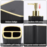 XLHOMO Bathroom Accessories Set - Gorgeous Black Bathroom Set, 10PC Bathroom Accessory Set, Toilet Brush, Trash Can, Qtip Holder & Soap Dispenser