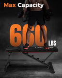 GarveeLife Adjustable Weight Bench for Home Gym, 5-Levels Versatile Foldable Bench for Full Body Workout Strength Training, 660 LBS Incline Decline