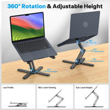 OMOTON LA10 360° Rotating Laptop Stand Riser Foldable for Desk, Black
