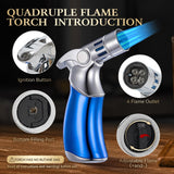 Whiskey Smoker Kit with Torch - Old Fashioned Cocktail Smoker Kit with 6 Flavors Wood Chips | 2 XL Stainless Steel Ice Balls & 2 Glasses (No Fuel Included)