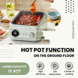 15.8QT Electric Food Steamer, 3 Tier Food Steamer for Cooking, 1200W Stainless Steel Steamer, Large Capacity Hot Pot, 9 Time Settings, for Home, Restaurant, Party (Green)