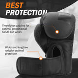 Boxing Gloves for Men and Women Suitable for Boxing Kickboxing Mixed Martial Arts Muay Thai MMA Heavy Bag Fighting Training (Black, 14oz) FIVING