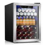 Kismile 68 Can Mini Fridge 1.7 Cu.Ft Beverage Refrigerator for 16 Bottle, Mini Refrigerator Cooler with Quiet Compressor, LED Light