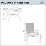 MFSTUDIO 5 Piece Outdoor Dining Set, Metal Table & Aluminum Chairs, Beige