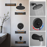 Tub Shower Faucet Set Valve Included with 6-Inch Rain Shower Head and Tub Spout Single-Handle Tub and Shower Trim Kit Matte Black