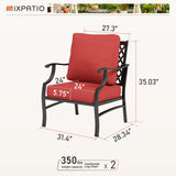 MIXPATIO, 2 Pack, Metal, Patio Chairs, 5.75" Cushions, High Back, Red