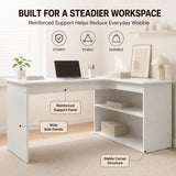 WOOOFA L Shaped Desk with Storage, Corner Computer Desk with Open Shelves