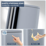 Arlopu 8/13.2 Gallon Step Trash Can, Stainless Steel Garbage Bin, Soft-Close Rubbish Bin with Removable Plastic Inner Bucket
