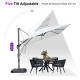 PURPLE LEAF Patio Outdoor Umbrella 9' x 9' Square All-Weather White