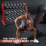 Prime Prosperity Dumbbell Rack 3 Tier Heavy Duty Weight Organizer Dumbbell Storage Stand Holder 1100lbs Capacity Quick Assembly Dumbbell Weight Storage Rack For Home Gym, Red (Rack Only)