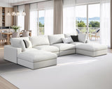 152" Modular Sectional Sofa, 6 Seats U Shaped Cloud Couch, White Linen