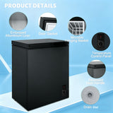 Compact Deep Freezer 5.2 Cu Ft Black Chest Freezer with 6 Levels Thermostat