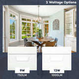 LUXRITE 3 Inch LED Recessed Light, Regressed Mini Panel Spotlight, 5CCT 2700K-5000K, 9/12 Watts, 750/1000 Lumens, Dual Dimmable (TRIAC & 0–10V), 90° Beam, Wet Rated, ETL, Square (12 Pack)
