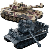 RC Tank Set,1/24 RC Battle Tank Set Toy Tanks with Life Indicators and Spray,2.4G Remote Control with Realistic Sounds and Lights,RC Army Toys for Boys Age 6+ Year Old Gifts for Kids and Adults