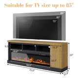LUXOAK 75" TV Stand with 60" Glass Electric Fireplace for TVs up to 85"