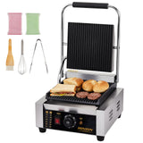 Bonnlo 811 Commercial Sandwich Make, 1800W Stainless Steel Countertop Panini Press Grill with Adjustable Temp 122°F–572°F, For Steak, Burgers, Home & Restaurant Use, 110V, Silver