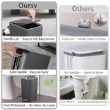 rejomiik Small Bathroom Trash Can with Lid, 3.2 Gallon Step Garbage Can with Handle