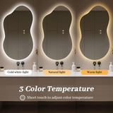 WallBeyond 36"x20" Irregular LED Vanity Mirror with Backlight, Asymmetrical Bathroom Mirror with Lights for Makeup or Modern Sink Area, Anti-Fog & Dimmable, Horizontal/Vertical Mount