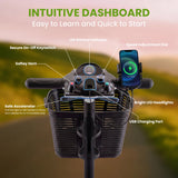 Mobility Scooters for Senior Adults, 15 Mile Electric Mobility Scooter with Detachable Battery, 4 Wheels Foldable Mobility Scooter with LED Headlights and USB Charging Port, 300 lbs Capacity (Silver)
