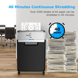 Heavy Duty Paper Shredder, 24-Sheet Cross-Cut Shredder, 40-Min Continuous Running Time, Commercial Grade Shredder for Office, 9-Gallon Big Basket, 55dB Super Quiet, P-4 High Security (S3105) BONSEN