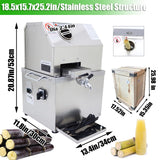 INTBUYING 110V Electric Sugarcane Juicer 800W Sugar Cane Juice Press Machine with Three 304 Stainless Steel Rollers, 2.4" Large Inlet, Max 660LB/H, Vertical Sugarcane Extractor for Home/Commercial