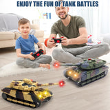RC Tank That Infrared Shoots - 2.4Ghz Remote Control Battle Army Tank Toys with 360°Rotating Turret Auto Demo Sound Effects Lights - Military Vehicles Model Gift for Kids Adults Boys Age 6-8 9-12
