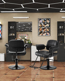 Towning Barber Salon Chair, Extra Wide Hair Styling Chair with Heavy Duty Hydraulic Pump, 360° Swivel Height Adjustable Braiding Design, Luxury Beauty Salon and Barbershop Equipment, Black