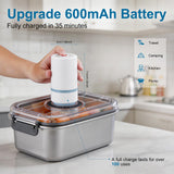 Electric Mason Jar Vacuum Sealer Kit, One-Touch Mason Jar Sealer for Wide Mouth & Regular Mouth Mason Jars, with 2 Date-Recordable Stainless Steel Food Storage Containers for Food Preservation