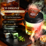 Electric Whiskey Smoker Kit with 7 Light Modes,Rechargeable Cocktail Smoker with 2 Wooden Bourbon Glasses,10 Natural Wood Chips