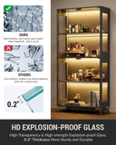 Glass Display Cabinet with Doors, 4-Tier Display Case with Adjustable Shelves