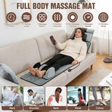 Wilytyres Full Body Massage Mat with Heat, Detachable Neck Massager & Foot Massager, Full Body Vibration Massage Mats with Lumbar Pillow, 9 Vibration 3 Timer Settings, Gift for Men Women