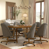 Set of 4 Chairs w/Swivel Tilt, Luxe Wooden Arm All-Metal Pedestal Base Chairs with Wheels for Kitchen