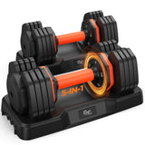 Adjustable Dumbbells Set 25LB, Weights Dumbbells Set 5/10/15/20/25lbs, Anti-Slip Handle for Exercise Fitness Workout Adjustable dumbbell set 2 (25, Pounds)