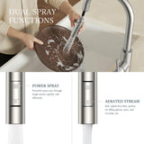 FORIOUS Kitchen Faucets with Pull Down Sprayer, Brushed Nickel Classic Single Handle Stainless Steel High Arc Faucet for Kitchen Sink, 1 Hole with Deck Plate Sink Faucet for Bar RV Farmhouse Laundry