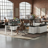 OffiGo 55" L Shaped Electric Standing Desk with Cabinet Sets, Black/White