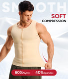Nebility Compression Shirt Men Tank Top Compression Undershirt Mens Shapewear Body Shaper Waist Trainer Tummy Control Vest, Beige - 3X Large