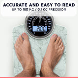 Adamson Hybrid 2-in-1 Analog & Digital Weighing Scale for Body Weight up to 400lbs - Thick Tempered Glass - Extra Large Display - Easy to Read Digital Bathroom Scale - New - Marble White