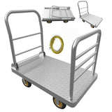 Platform Truck Cart 2200lbs Heavy Duty Flatbed Cart Dolly w/Detachable Rear Guardrail and Swivel Casters