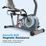 JLL Recumbent Exercise Bike, Quiet Smart Stationary Cardio Machine for Home Gym, Low-Impact Seated Workout with 8 Levels of Magnetic Resistance & Free Smart Fitness App