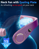 Neck Air Conditioner Portable Rechargeable,5500mah Cooling Neck Fans that Blow Cold Air,Best Cute Cold Piece of Metal Neck Cooler Ac,Noiseless Headphones Personal Cool Unit for Woman Man Kid Purple