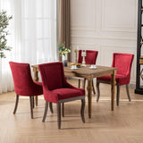 MOOLSUN Fabric Dining Chairs Set of 6, High Back Side Chairs, Modern Padded High-End Tufted Upholstered Chairs with Button-Tufted Back & Rear Pull Tabs, Solid Wood Legs Burgundy(Wood Legs)