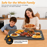Natiro Warming Mat for Food Extra Large 36x16 Inch 500W, Food Warming Mat for Countertop, Includes Insulated Mat, Roll-Up Silicone, 1-6H Timer, Child Lock