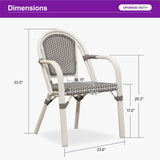 PURPLE LEAF Patio French Bistro Armchairs Set of 2, White Finish, Deep Blue