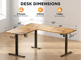 Reversible L Shaped Standing Desk Height Adjustable with Cup Holder, Electric Corner Computer Desk
