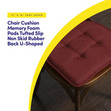 Sweet Home Collection Chair Cushion Memory Foam Pads Tufted Slip Non Skid Rubber Back